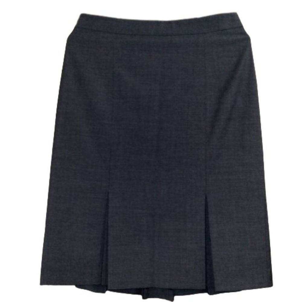 Ann Taylor Virgin Wool Pleated Charcoal Midi Skirt